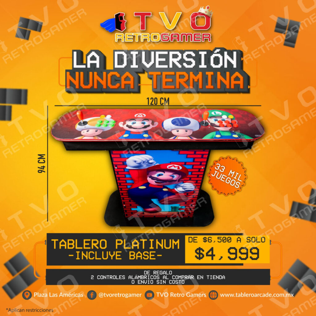 Tablero Arcade Platinum con Base con 33 Mil Juegos