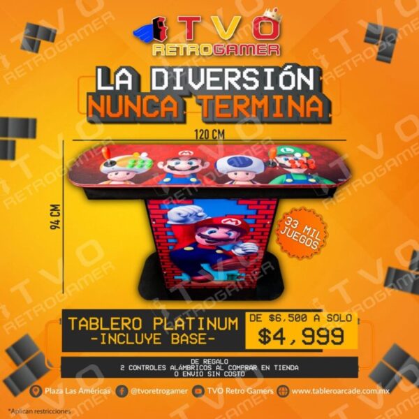 Tablero Arcade Platinum con Base con 33 Mil Juegos